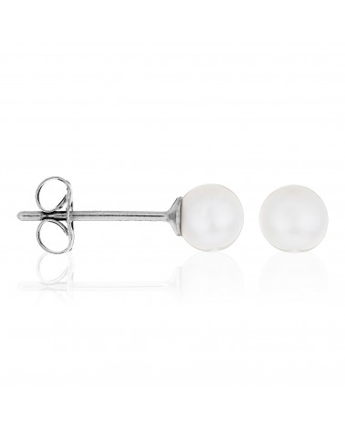 Boucles d'oreilles  Or Blanc 375/1000 "My Pearl"  Perles Blanches