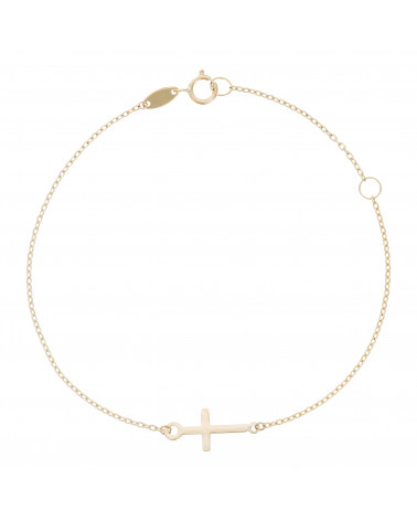 Bracelet Or Jaune 375/1000 croix confiance