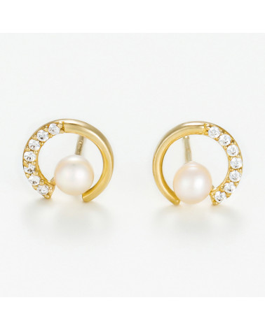 Boucles d'oreilles Or Jaune 375/1000  "Maylee" perles blanche