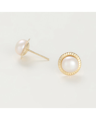 Boucles d'oreilles Or Jaune 375/1000 "Barcelona" perle