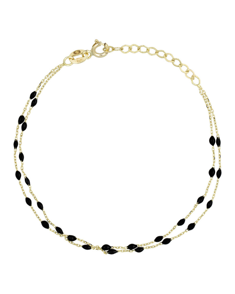 Bracelet " Double Amada Noir" Or jaune 375/1000